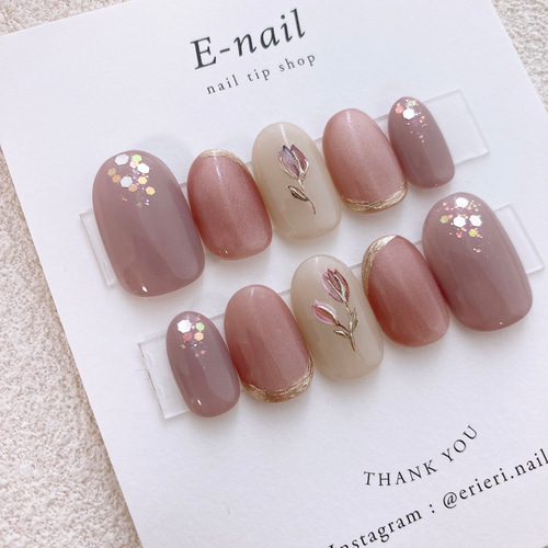 きらきらチューリップ♡ マグネット ラベンダー 春 春ネイル 上品 