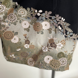 upcycled vintage kimono dress 留袖ワンピース　＜菊　リボンタイ＞ 着物リメイク 5枚目の画像