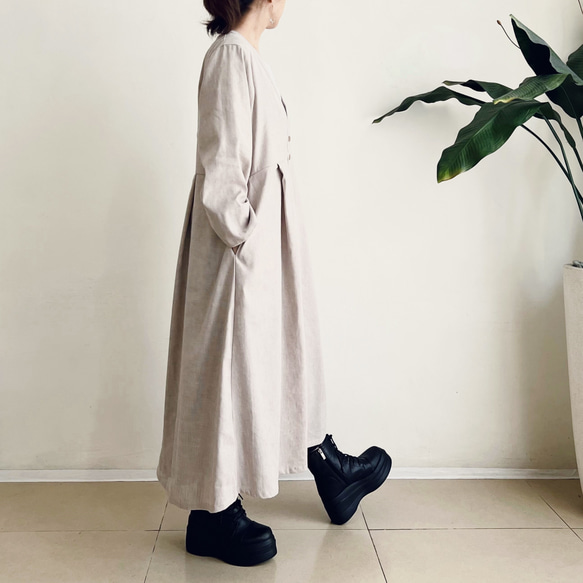 羽織ワンピース  * Rayon Linen Beige * 3枚目の画像