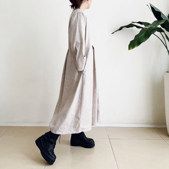 羽織ワンピース  * Rayon Linen Beige * 4枚目の画像