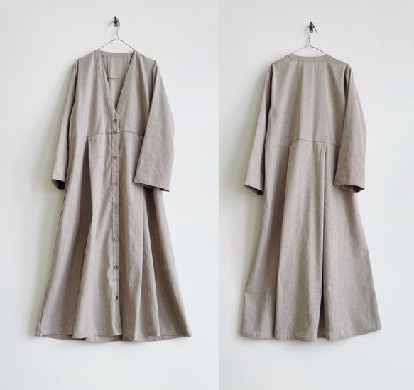 羽織ワンピース  * Rayon Linen Beige * 7枚目の画像