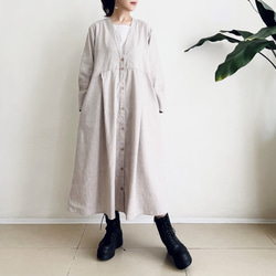 羽織ワンピース  * Rayon Linen Beige * 1枚目の画像