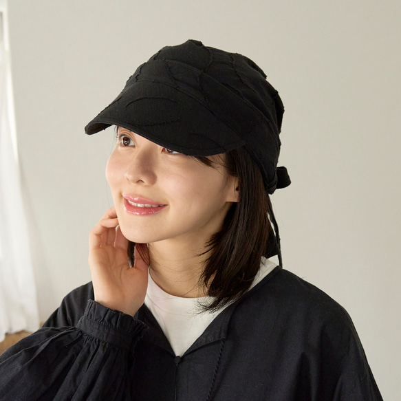【可折疊可手洗】頭巾帽黑色BK黑色241-7-200 第2張的照片