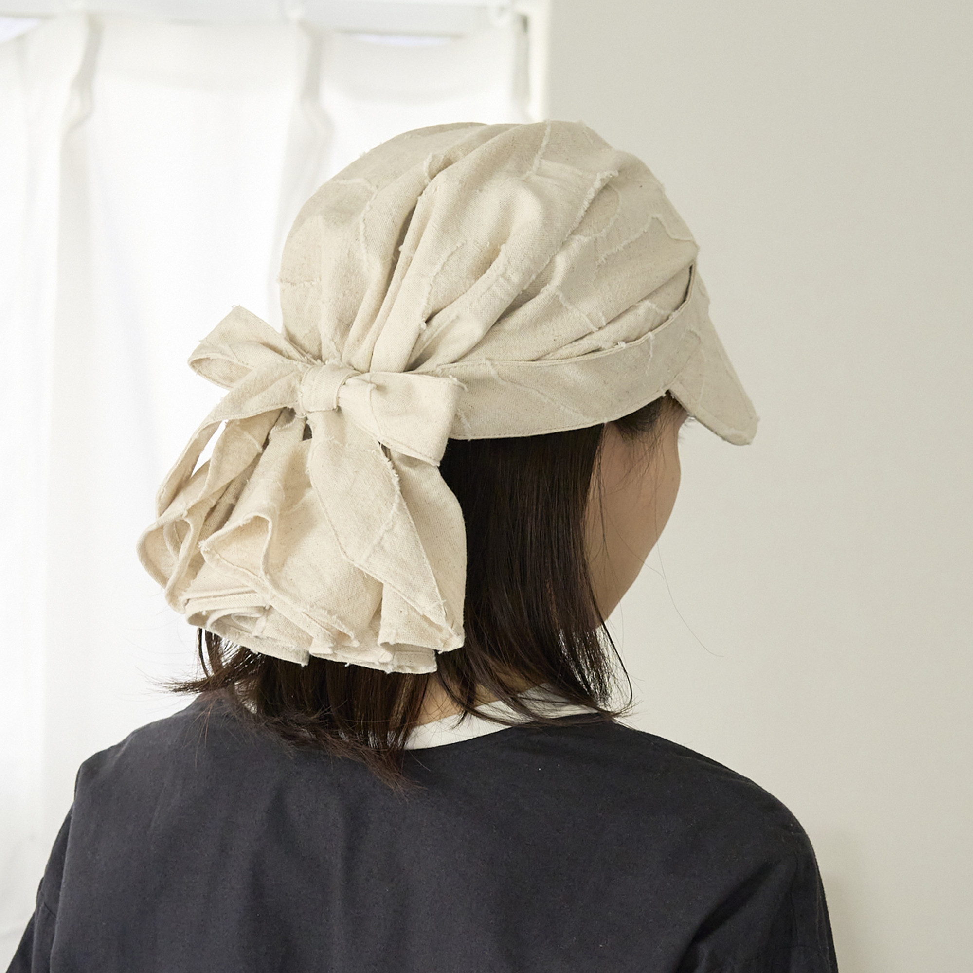 【折り畳み手洗い可】ターバンキャップ　　ナチュラル　ベージュ　生成　アイボリー　241-7-200