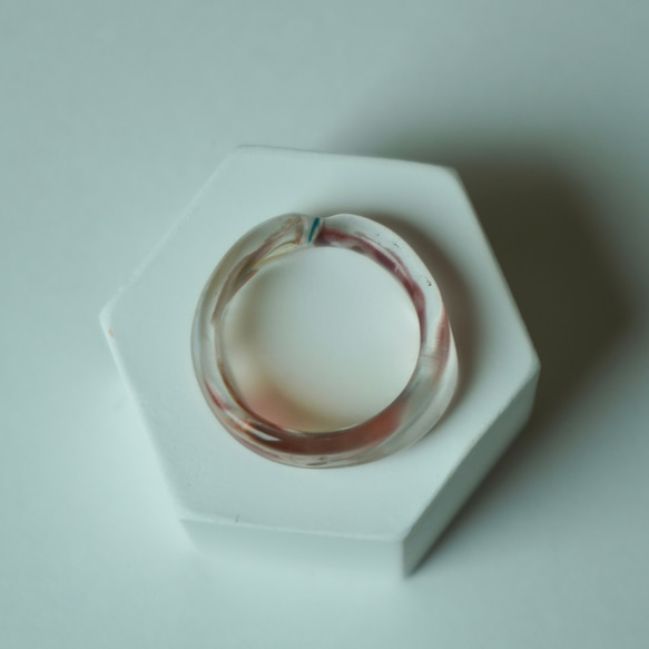 ニュアンス　マーブル　赤　大人　リング　ガラスリング　指輪　ボロシリケイトガラス　ガラスアクセサリー 2枚目の画像