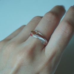 ニュアンス　マーブル　赤　大人　リング　ガラスリング　指輪　ボロシリケイトガラス　ガラスアクセサリー 7枚目の画像