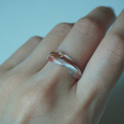 ニュアンス　マーブル　赤　大人　リング　ガラスリング　指輪　ボロシリケイトガラス　ガラスアクセサリー 6枚目の画像