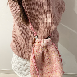 ［送料込］小さな女の子の為の巾着ポシェット&ガーゼハンカチのセット 7枚目の画像