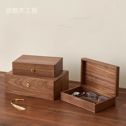☆純無垢材使用の、小物収納木箱、半なり和風木箱 オークのシンプルな木箱 A4サイズ 木箱 収納ボックス おしゃれ