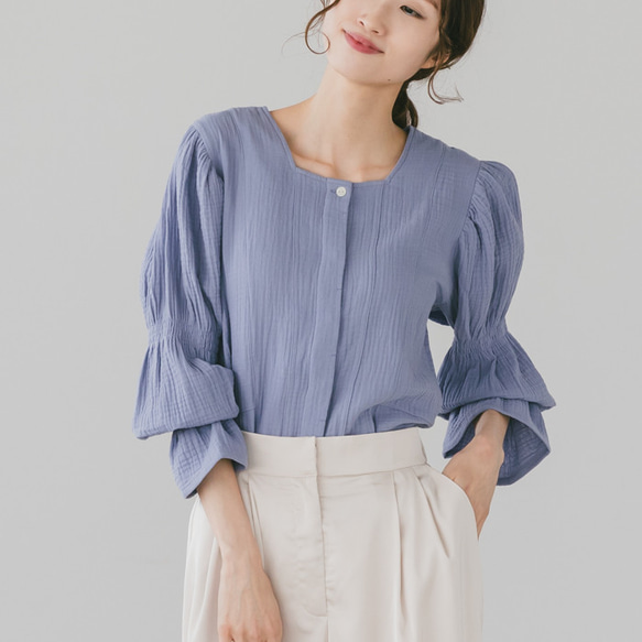 candy　sleeve　blouse【antique　blue】 1枚目の画像