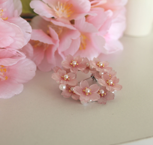 桜満開のリースブローチ  　SPB-001 8枚目の画像
