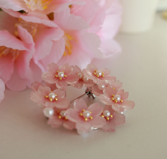 桜満開のリースブローチ  　SPB-001 10枚目の画像
