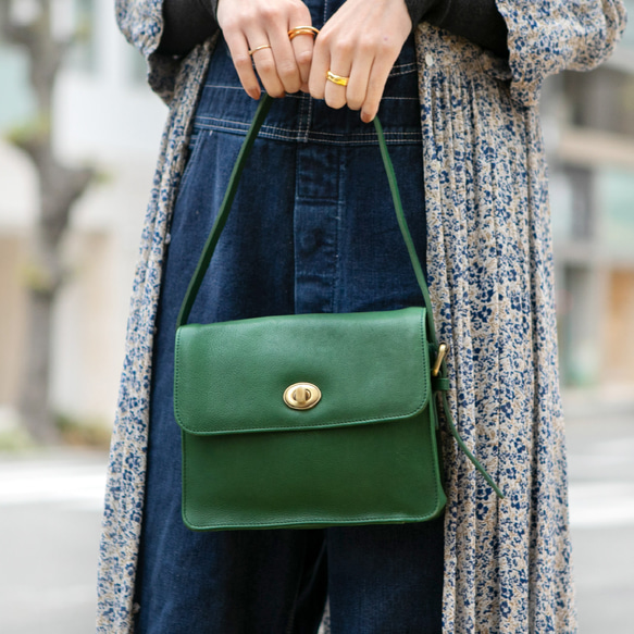 【10%off タイムセール】ハンドバッグ レディース 本革 小さめ バッグ ミニ 肩掛け グリーン HAB028-MO 5枚目の画像