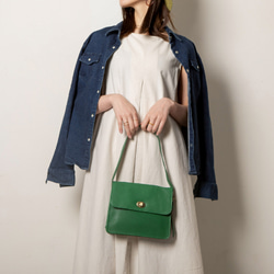 【10%off タイムセール】ハンドバッグ レディース 本革 小さめ バッグ ミニ 肩掛け グリーン HAB028-MO 4枚目の画像