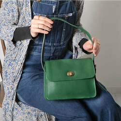 【10%off タイムセール】ハンドバッグ レディース 本革 小さめ バッグ ミニ 肩掛け グリーン HAB028-MO 6枚目の画像