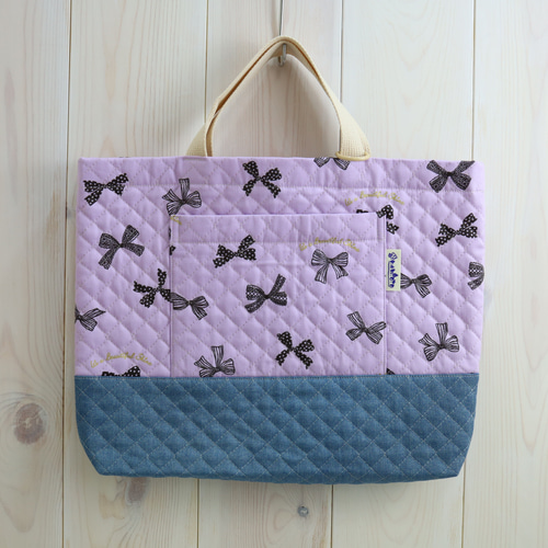 40cm×30cm マチ付き レッスンバッグ (キルティング) スクールバッグ
