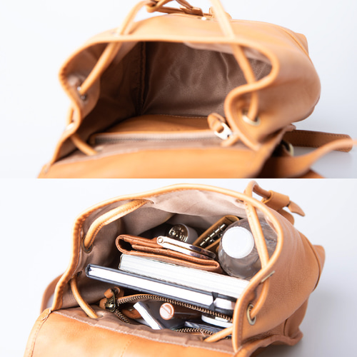 ミニリュック レディース 本革 バッグ リュックサック ピンクベージュ