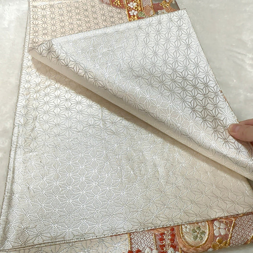 ◇再販◇絹の帯と帯締めのバッグ 梅舞蝶文柄 帯リメイク310C
