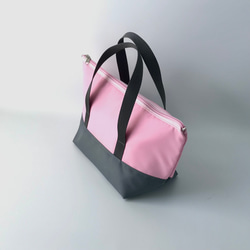 洗える保冷保温ランチバッグ(弁当袋)✨グレー&ピンク 3枚目の画像