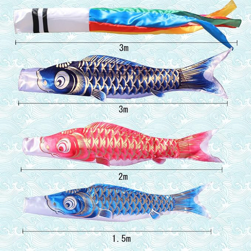 鯉のぼり こいのぼり 光鱗鯉 3mセット 庭園 鯉3,4,5匹 黒鯉3m
