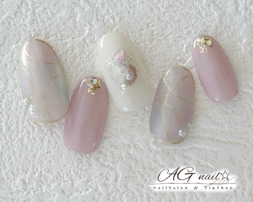 ニュアンスネイル ブライダル 成人式 ネイルチップ ハンドメイド H01 パールラインネイル ネイルチップ ニュアンスネイル