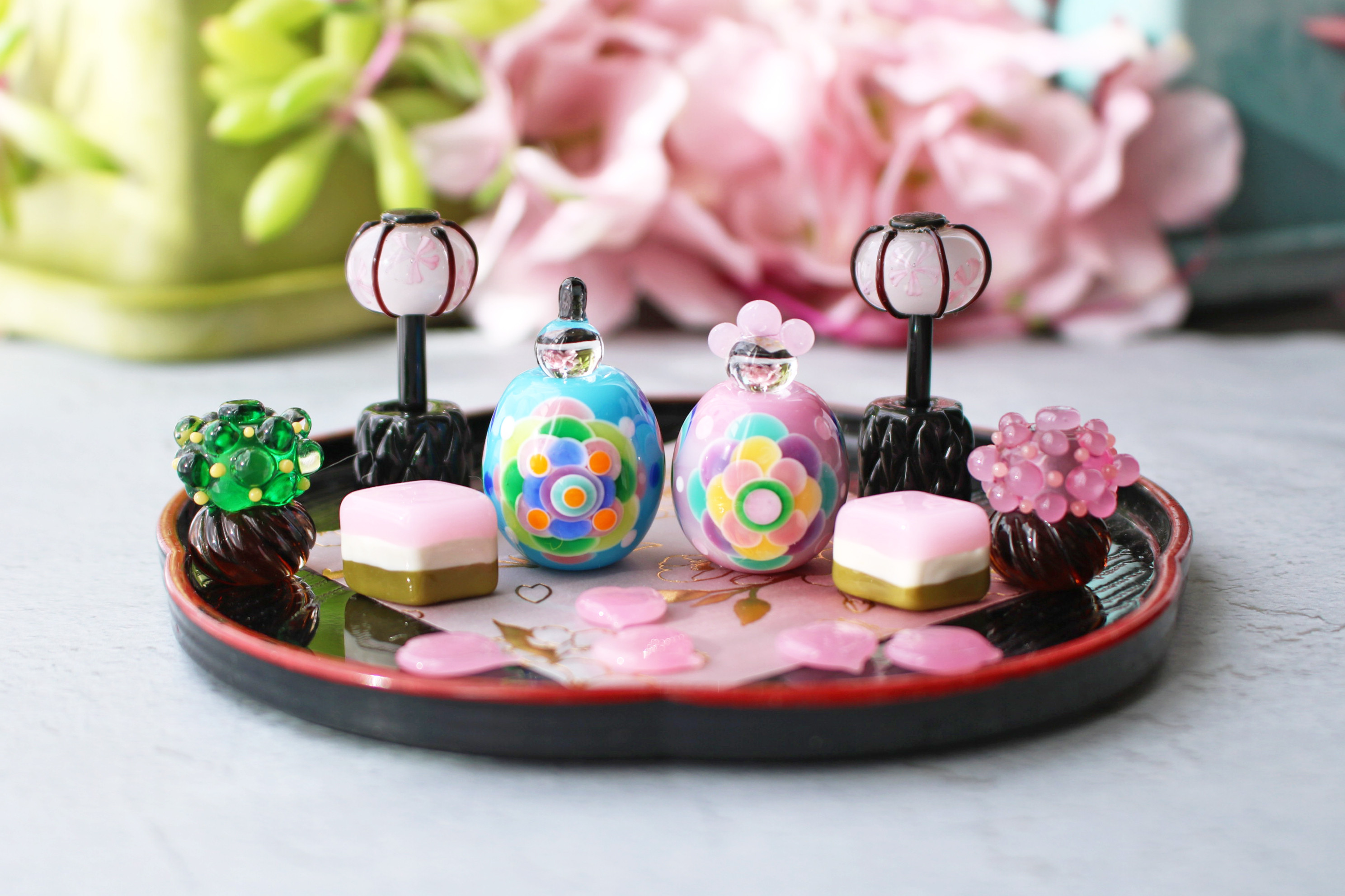 ひな祭り限定セール(～2/20)2026年ひな祭り⭐︎とんぼ玉ひな人形 ガラスのミニチュア雛人形