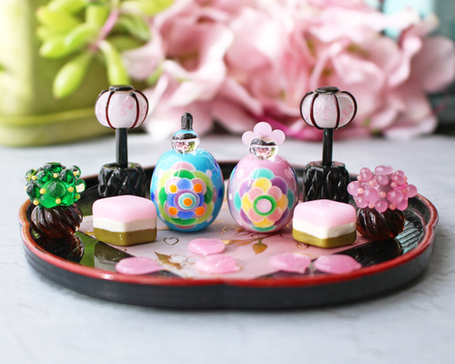 2026年ひな祭り⭐︎とんぼ玉ひな人形 ガラスのミニチュア雛人形 その他