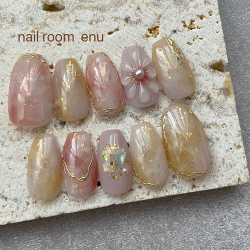 ネイルチップ 春ネイル ニュアンスネイル さくら 奥行きネイル ネイルチップ 春ネイル ニュアンスネイル さくら 奥行きネイル