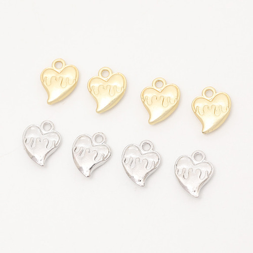 M12846-4 24個 メタルチャーム ハート型 1カン 9×12mm 3 x（8ヶ