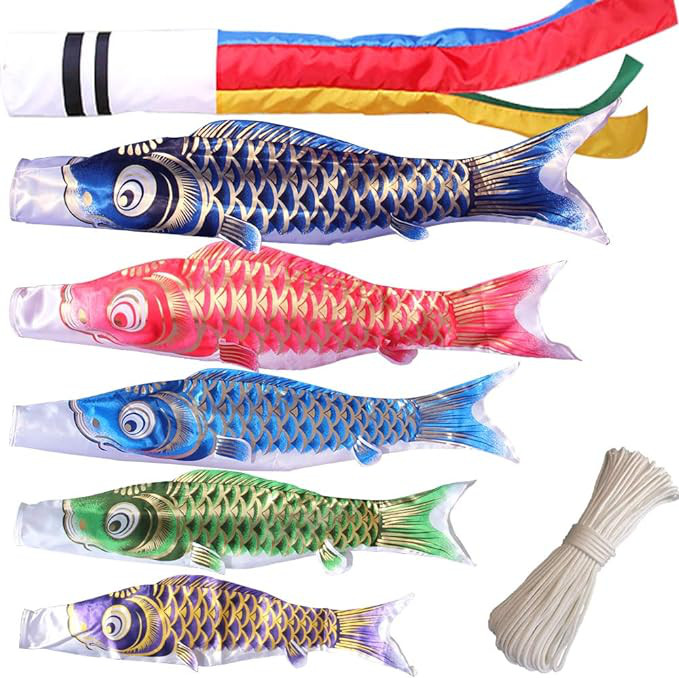 鯉のぼり こいのぼり 光鱗鯉 4mセット 庭園 鯉3,4,5匹 2024年度 高級ポリエステルサテン使用 端午の節句