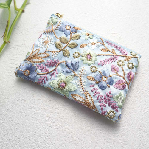 インド刺繍リボン　ポーチ インド刺繍リボン ポーチ S ベージュ | La Maison du calme