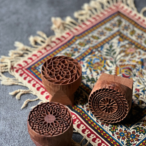 ペルシャ更紗の木版 スタンプ ブロックプリント はんこ その他素材