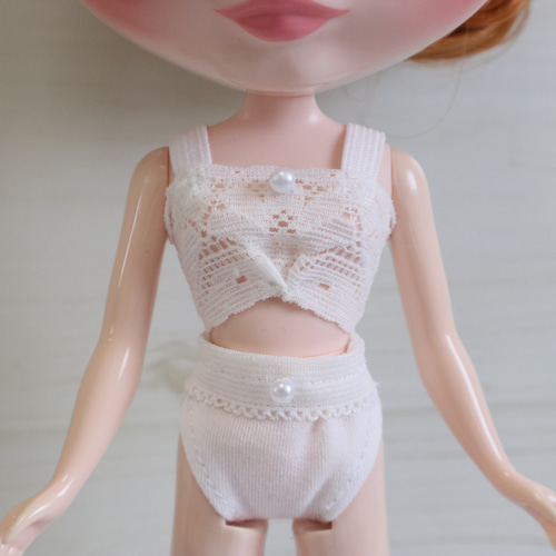 ブライス、リカちゃん、1/6サイズ、アイシードール、白上下セット下着