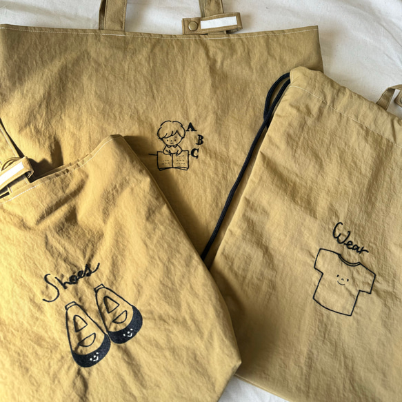 【ベージュ】手刺繍の入園入学セット 3枚目の画像