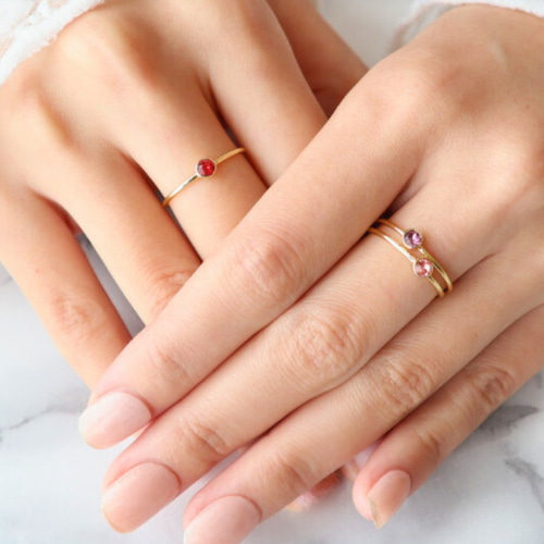 選べる2本セット】リング 指輪 重ね付け ゴールド カラーストーン 華奢