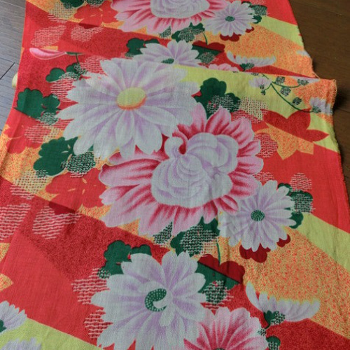 昭和レトロ 古渡唐桟 帯地 木綿 綿紬 古布 はぎれ ハンドメイド 材料 