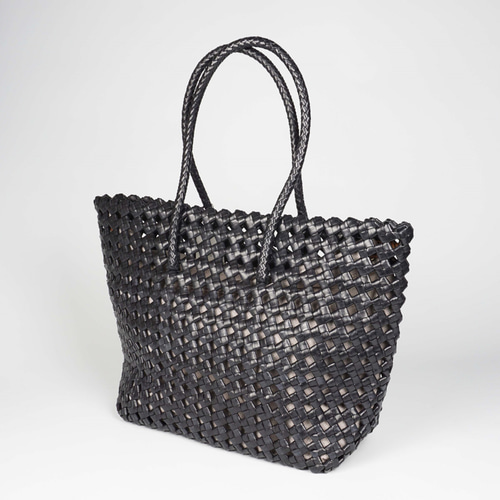 ヤギ革】大きい石畳編みメッシュトートバッグ Lサイズ 本革 軽い