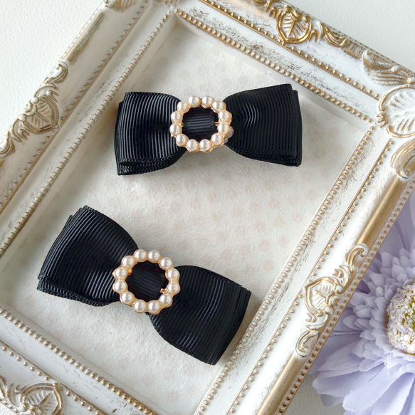 ♡トリプルアイス♡ベビーヘアクリップ　ヘアゴム ♡トリプルアイス♡ベビーヘアクリップ ヘアゴム ブラック＊トリプル