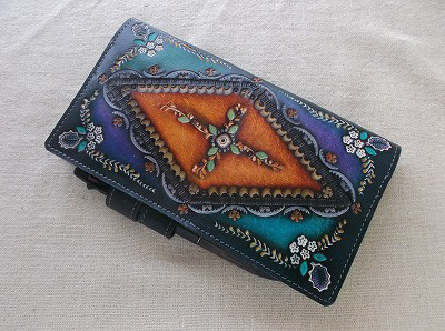 ほぼ日手帳weeks対応　レザー手帳カバー　刻印＆拭き染め