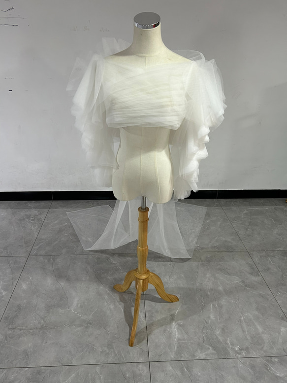 人気上昇！ホワイト トップス ソフトチュール フランス風 可愛い 結婚式 結婚式 XL ドレス