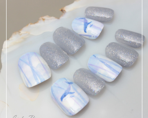 海の森を泳ぐクジラのネイル＊Li ネイルチップ（つけ爪） LiebenBirne