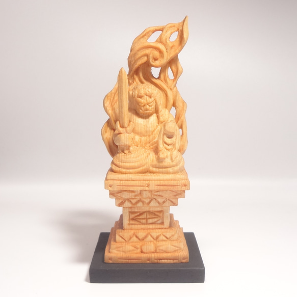 木彫刻 小さな仏像 『 不動明王座像 』オリジナル ハンドメイド