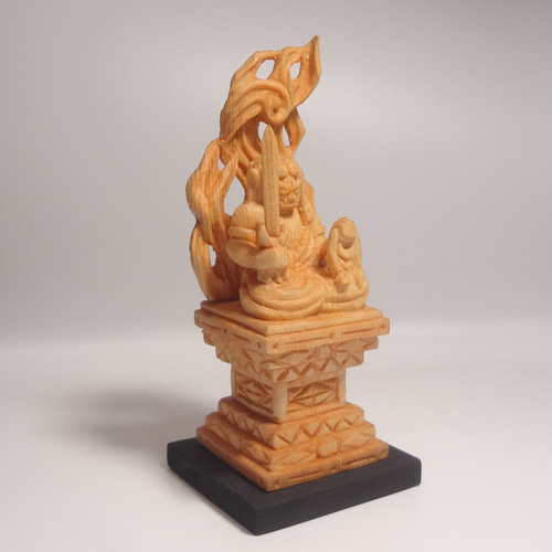 木彫刻 小さな仏像 『 不動明王座像 』オリジナル ハンドメイド 仏像