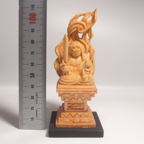 木彫刻 小さな仏像 『 不動明王座像 』オリジナル ハンドメイド 仏像