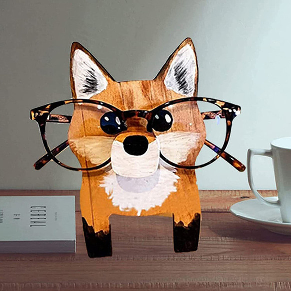 メガネスタンド小物置き　アクセサリートレイ 木製メガネ置きメガネ収納　鍵置き　眼鏡ディスプレイ 柴犬　猫 1枚目の画像