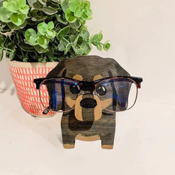 メガネスタンド小物置き　アクセサリートレイ 木製メガネ置きメガネ収納　鍵置き　眼鏡ディスプレイ 柴犬　猫 6枚目の画像