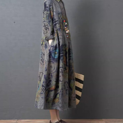 新型韓国版ゆったりオーバーサイズ婦人服パーカー版長袖ミディアム丈シャツスカート 5枚目の画像