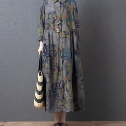 新型韓国版ゆったりオーバーサイズ婦人服パーカー版長袖ミディアム丈シャツスカート 7枚目の画像