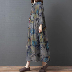 新型韓国版ゆったりオーバーサイズ婦人服パーカー版長袖ミディアム丈シャツスカート 1枚目の画像