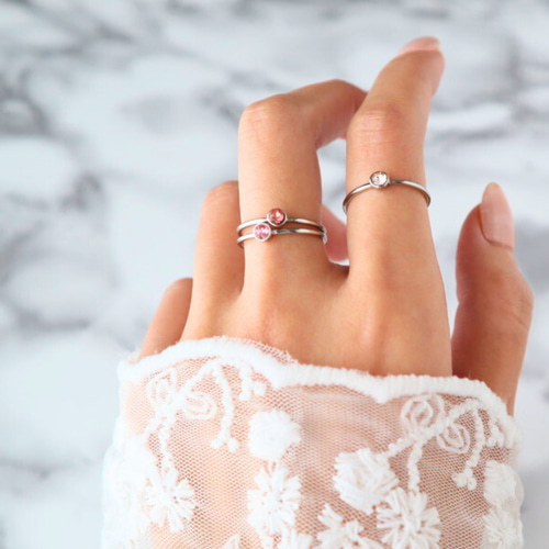 選べる誕生石】リング 指輪 重ね付け 誕生石 セット シルバー 3本 華奢